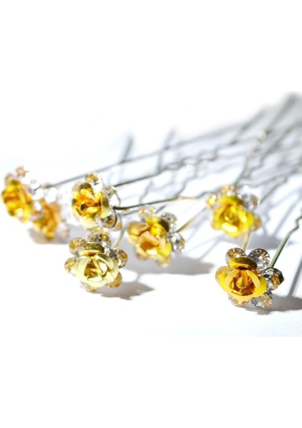 Altın Tarzı 10 Adet Renkli Şık Çiçek Takı Düğün Gelin Nişan Saç Aksesuarı Klipsi Kristal Çiçek Saç Tokası Taşlı Moda Saç Tokası (Yurt Dışından)