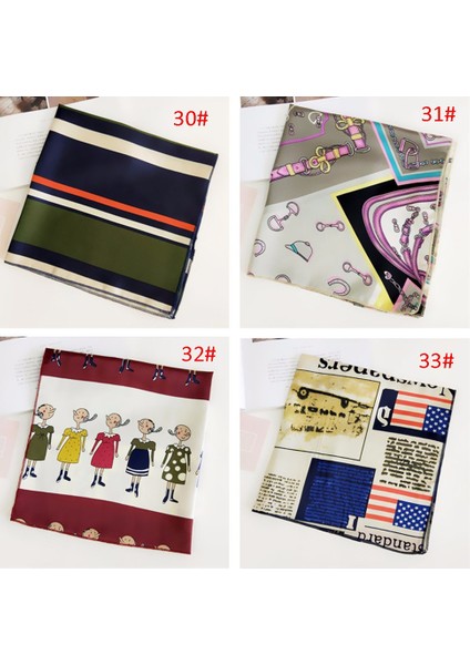 No.32 Boyutu Iş Parti Kadınlar Zarif Küçük Vintage Ince Baş Boyun Ipek Kare Eşarp Saç Bağı Bandı - 1 Adet (Yurt Dışından)