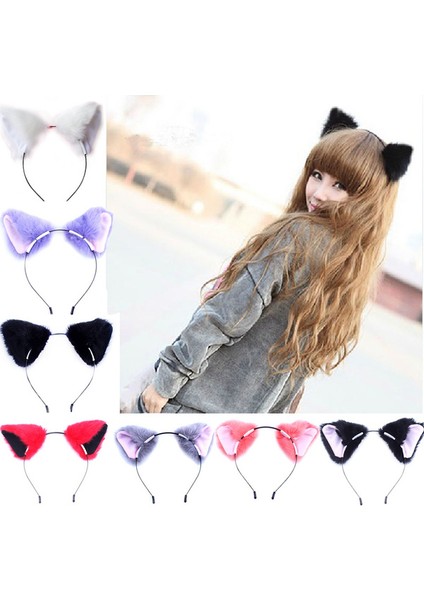 Leopar Tarzı 1 Adet Cadılar Bayramı Kızın Sevimli Kedi Tilki Kulakları Uzun Kürklü Taç Anime Cosplay Parti Kostümü (Yurt Dışından) fiyatları