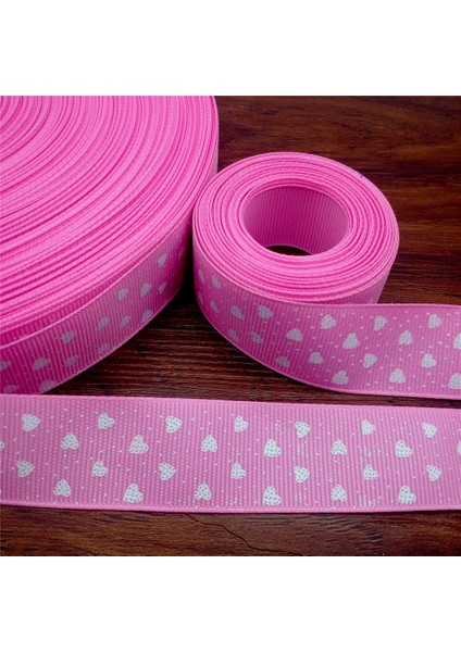 Pembe Tarzı 5 Yard 1'' Kalp Şekilli Baskılı Grosgrain Kurdele Saç Kurdelesi Mg (Yurt Dışından)