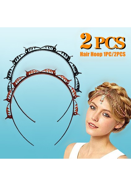 2 Adet Siyah Kadın Kızlar Için Çift Katmanlı Döner Örgü Saç Bandı Saç Araçları (Yurt Dışından) fiyatları