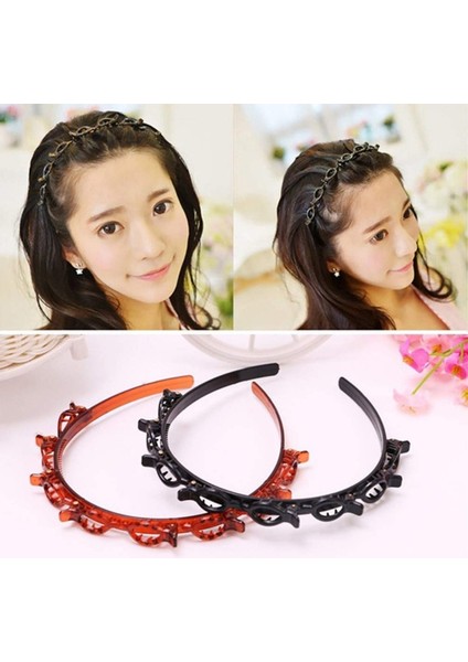 2 Adet Siyah Kadın Kızlar Için Çift Katmanlı Döner Örgü Saç Bandı Saç Araçları (Yurt Dışından) fırsatları