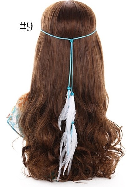 No.9 Boyutu Vintage Püskül Tüy Taç Zarif Kadınlar Katı Çok Renkli Saç Bandı Başlık Takıları Saç Süsleri (Yurt Dışından)
