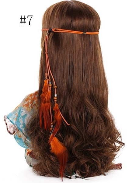 No.9 Boyutu Vintage Püskül Tüy Taç Zarif Kadınlar Katı Çok Renkli Saç Bandı Başlık Takıları Saç Süsleri (Yurt Dışından) modelleri