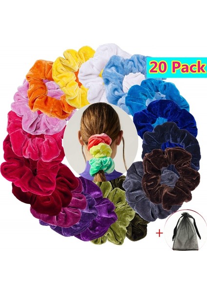 20 Adet Kadın Veya Kızlar Için Kadife Elastik Saç Bantları Toka Renk Rastgele (Yurt Dışından)