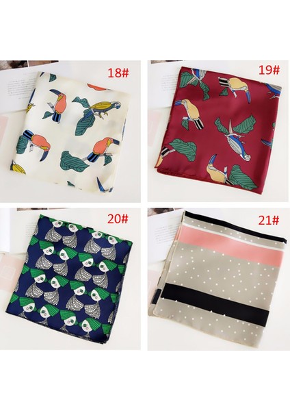 No.21 Boyutu Iş Parti Kadınlar Zarif Küçük Vintage Ince Baş Boyun Ipek Kare Eşarp Saç Bağı Bandı - 1 Adet (Yurt Dışından)