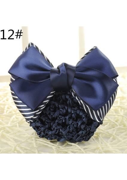 12 Çizgili Mavi Saten Fiyonk Tül Çanta Saç Tokası Profesyonel Fiyonk Tül Kapak Saç Aksesuarları (Yurt Dışından)