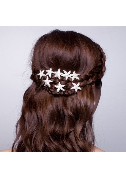 Beyaz Stil 6 Adet Yeni Stil Kız Çocuklarının Denizyıldızı U Şekilli Topuz Örgü Tacı Düğün Parti Elbise Tokası Saç Aksesuarları (Yurt Dışından)