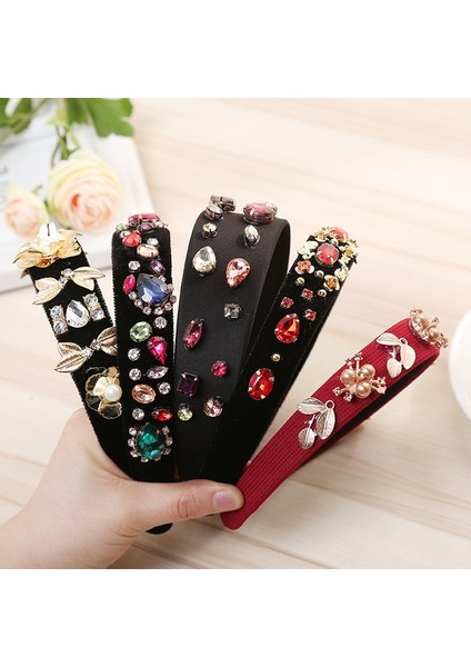 K Barok Retro Lüks Kadın Çiçek Taç Inci Taşlı Saç Bantları Kristal Düğün Geniş Saç Bandı Başlık Takı (Yurt Dışından) fiyatları