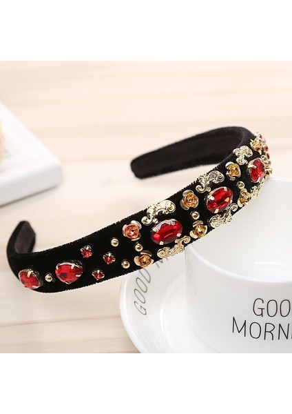 K Barok Retro Lüks Kadın Çiçek Taç Inci Taşlı Saç Bantları Kristal Düğün Geniş Saç Bandı Başlık Takı (Yurt Dışından) fırsatları