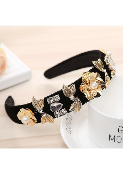 K Barok Retro Lüks Kadın Çiçek Taç Inci Taşlı Saç Bantları Kristal Düğün Geniş Saç Bandı Başlık Takı (Yurt Dışından) indirimleri