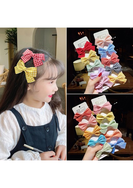 E Kızlar Sevimli Saç Tokası Yay Saç Tokaları Ekose Baskı Saç Tokaları Tokalar Başlık Çocuklar Çocuklar Saç Aksesuarları (Yurt Dışından)