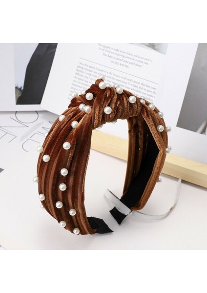 6(Saten Malzeme) 22 Stil Kadın Inci Kadife Saç Bandı Tatlı Düğüm Taç Saç Hoop Kızlar Saç Aksesuarları (Yurt Dışından) modelleri