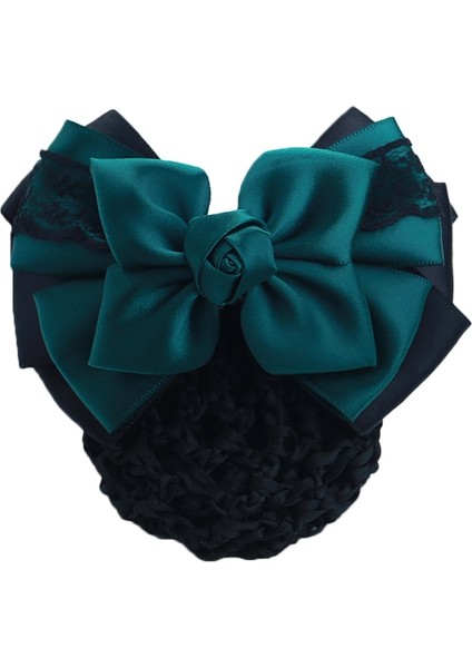 Yeşil Dört Köşeli Gül Saten Saç Ağı Ağ Kurdele Tokası Saç Tokaları Saç Kapak (Yurt Dışından)