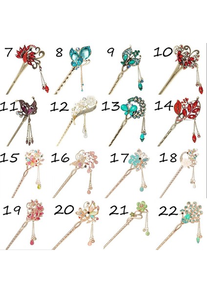 41 Numara Moda Kadın Kristal Kanzashi Taraklar ve Çubuklar Renkli Taşlar Saç Aksesuarları Vintage Toka Saç Klipsi 48 Stil (Yurt Dışından) modelleri