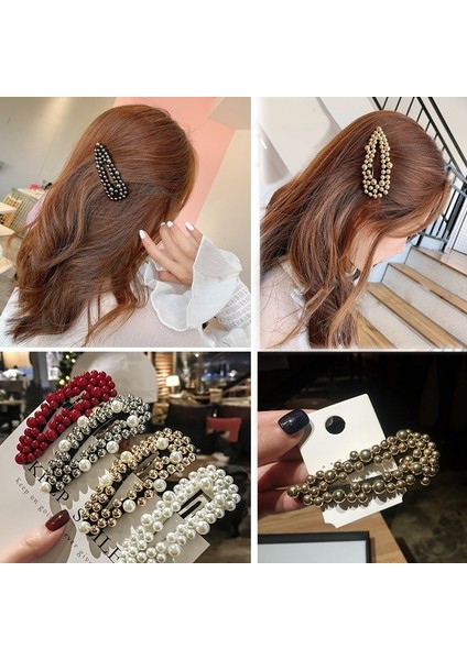 Altın ve Beyaz Tarzı Kadın Inci Çiçek Tokaları Vintage Uzun Saç Tokaları Kristal Metal Saç Aksesuarları Saç Tokası Yaratıcı Hediyeler (Yurt Dışından) fırsatları