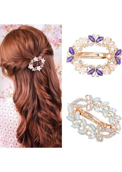Açık Mavi Stil Kadın Moda Taşlı Kelebek Yaprak Saç Tokası Hairpin- (Yurt Dışından) fiyatları