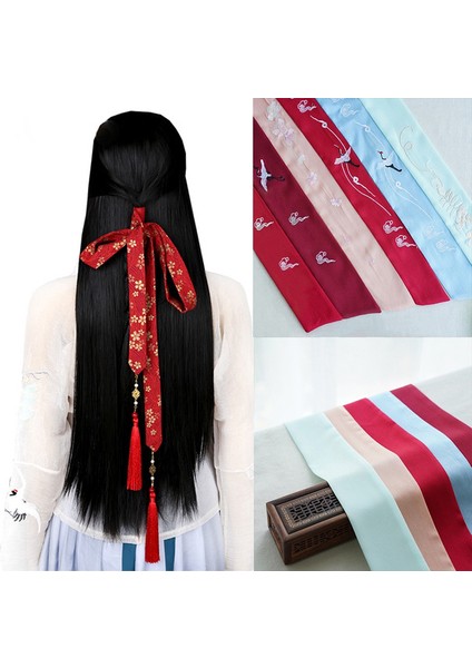 Kelebek Çin Antik Tarz Nakış Kafa Bandı Hanfu Saç Kurdelesi Şifon Saç Tokası Geleneksel Saç Aksesuarları (Yurt Dışından) modelleri