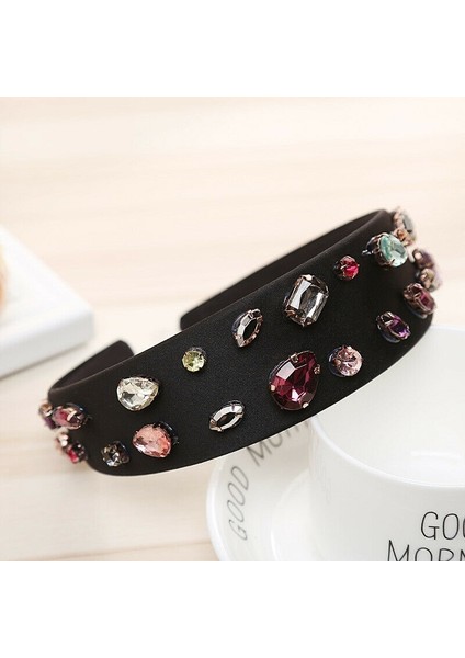 No.6 Boyutu Kadınlar Kristal Taçlı Geniş Kumaş Saç Bandı Moda Saç Aksesuarları (Yurt Dışından) fırsatları
