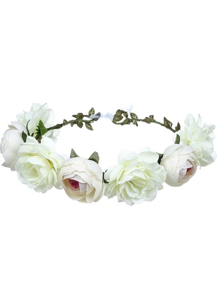 Beyaz Stil Saç Bandı Taç Yapay Çiçek Sahil Nişanlı Turizm Headband Kırmızı Gül Plaj Headband Çiçek Saç Bandı Taç Gelin Taçı (Yurt Dışından)