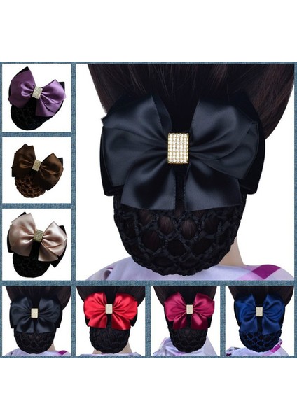 Mor Tarzı Saten Taşlı Kurdele Tokalı Saç Tokası Ağ Fileli Kurdele Topuz File Saç Tokası (Yurt Dışından) fiyatları