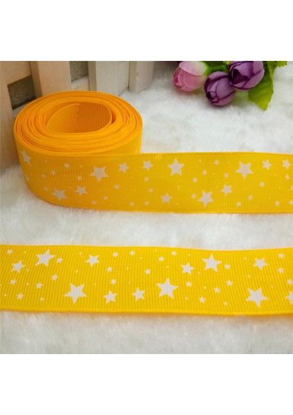 Sarı Stil Yeni 5 Metre 1'' Yıldız Baskılı Grosgrain Kurdele Saç Kurdelesi Kendin Yap - E-Ticaret (Yurt Dışından)