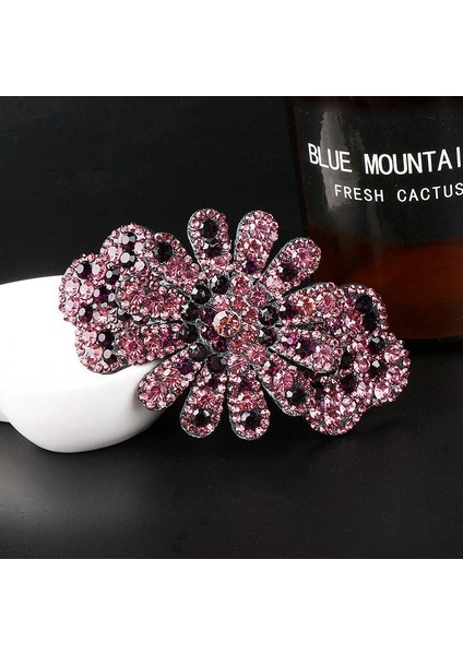 Morumsu Kırmızı Stil Kadın Kristal Taşlı Çiçek Bahar Saç Tokası Klipsi Saç Tokası Saç Aksesuarları (Yurt Dışından)