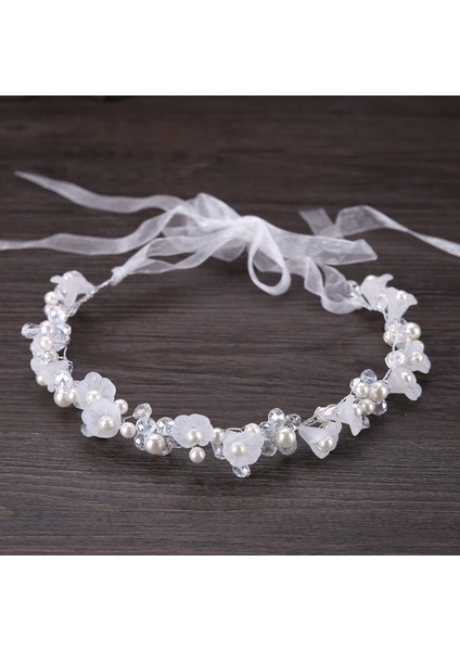 Gelin El Yapımı Kristal Inci Çiçek Taç Saç Aksesuarları Düğün Saç Stili Saç Aksesuarları Saç Kurdele (Yurt Dışından)