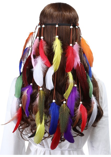 Çok Renkli Tüy Ipi Taç Bohem Dikiş Renkli Elastik Gypsy Festival Kadın Yazı Kızılderili Saç Aksesuarları Ayarlanabilir Başlık (Yurt Dışından) indirimleri