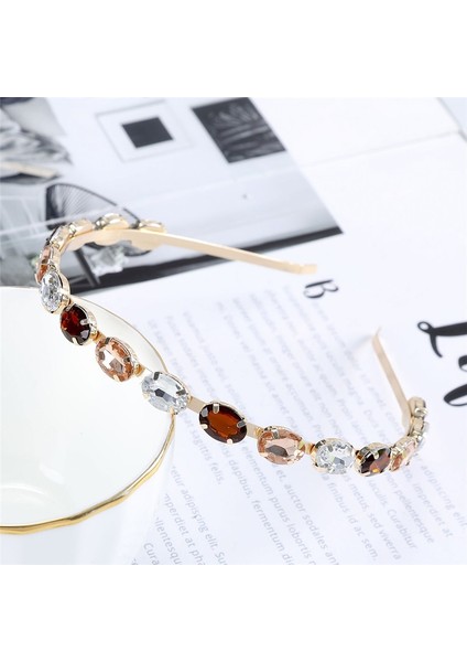 C Kadın Moda Parıltılı Taşlı Barok Taç Lüks Kristal Saç Bandı Saç Aksesuarları Mücevherler (Yurt Dışından)