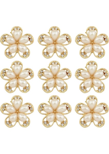 Düğün Için Inci Çiçek Alaşım Düğme Saç Aksesuarı Için Rhinestone Düğme Doğal Taş Yapışık Geri Saç Aksesuarı (Yurt Dışından)