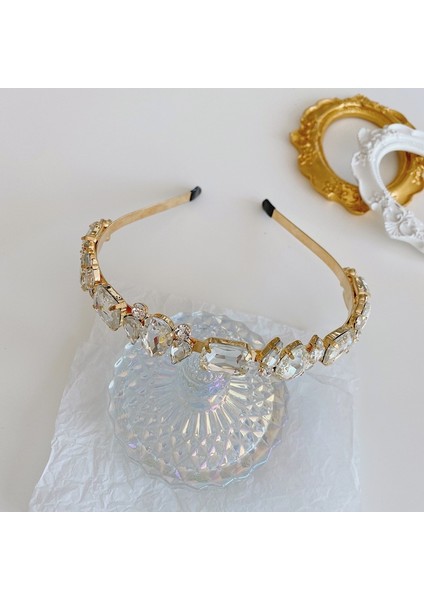 Gri Tarzı Düğün Partisi Için Renkli Kristal Taşlı Gelin Taçları Rhinestone Barok Saç Bandı (Yurt Dışından) modelleri