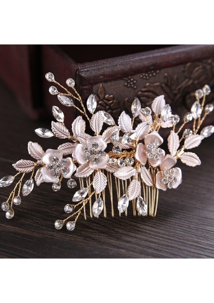 Altın Tarzı Güncel Gümüş Renk Rose Gold Çiçek Saç Taranı Gelin Saç Aksesuarları Düğün Tacı Saç Süsleri Gelin Saç Takıları El Yapımı (Yurt Dışından)