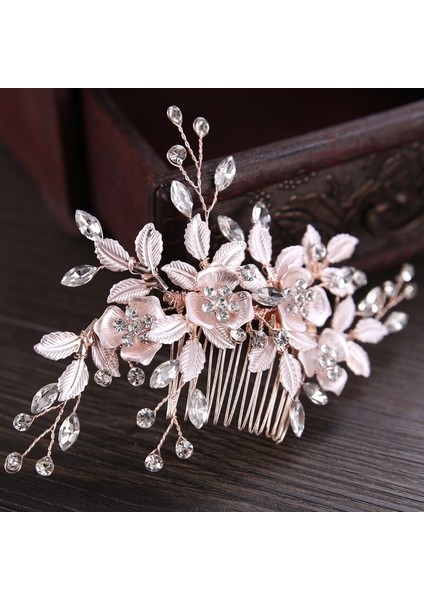 Altın Tarzı Güncel Gümüş Renk Rose Gold Çiçek Saç Taranı Gelin Saç Aksesuarları Düğün Tacı Saç Süsleri Gelin Saç Takıları El Yapımı (Yurt Dışından) fiyatları