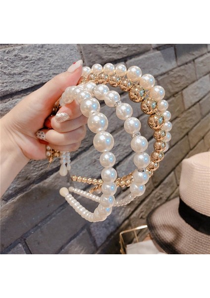 Beyaz Stil No.5 Boyutu Kadınlar Için Trend Lüks Büyük Inci Taçlı Saç Bandı Elegan Taç Vahşi Kişilik Moda Bezel Türban Kızlar Saç Aksesuarları Mücevher (Yurt Dışından) fiyatları