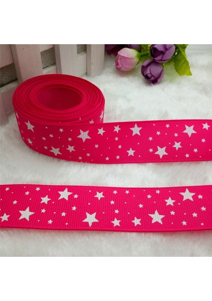 Gül Tarzı Yeni 5 Metre 1'' Yıldız Baskılı Grosgrain Kurdele Saç Kurdelesi Kendin Yap - E-Ticaret (Yurt Dışından)
