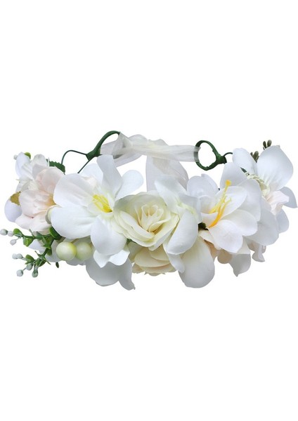 No.5 Boyutu Gelin Kadın Çiçek Tacı Saç Bandı Çiçek Taçı Kurdele Fiyonk Kız Çiçek Taçı Düğün Saç Aksesuarları (Yurt Dışından)