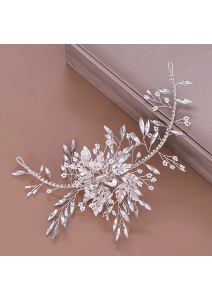 Moda Kristal Beyaz Boncuk Saç Bandı El Yapımı Yaprak Saç Aksesuarı Gelin Takıları (Yurt Dışından) fiyatları