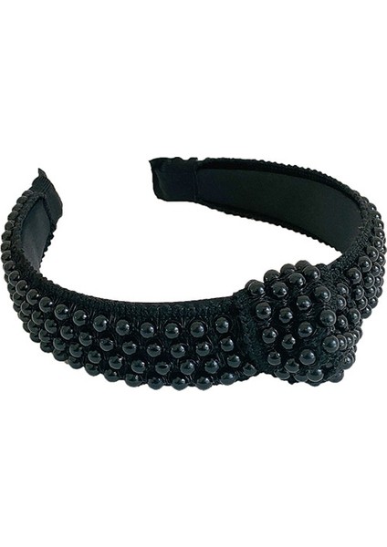 Siyah Stil Bayanlar Yaratıcı Inci Taçlı Geniş Kenarlı Bağcıklı Saç Bantları (Yurt Dışından) modelleri