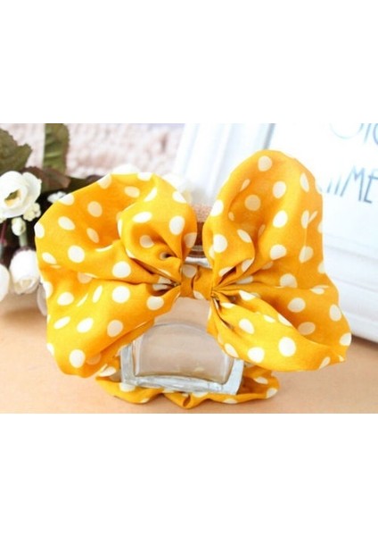 Zencefil Tarzı Beyaz Nokta Kore Sevimli Kawaii Büyük Tavşan Kulaklı Kurdele Saç Bandı At Kuyruğu Tutucu Saç Lastiği Bantları (Yurt Dışından)