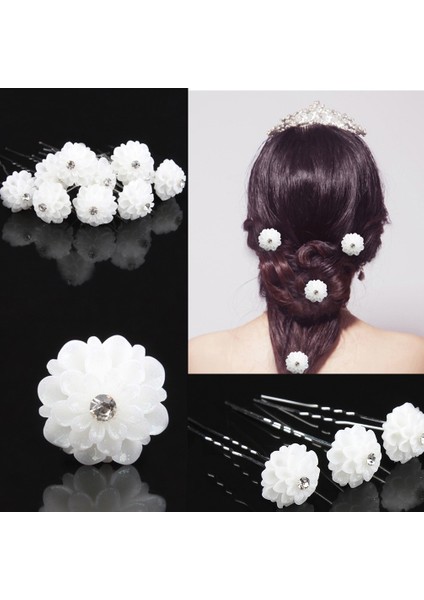 No.6 Boyutu Doğal Reçine Çiçekli Düğün Saç Tokaları - Gelin Saçı Tokaları (Yurt Dışından)