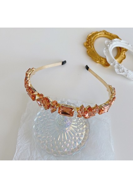 Pembe Tarzı Düğün Partisi Için Renkli Kristal Taşlı Gelin Taçları Rhinestone Barok Saç Bandı (Yurt Dışından) indirimleri