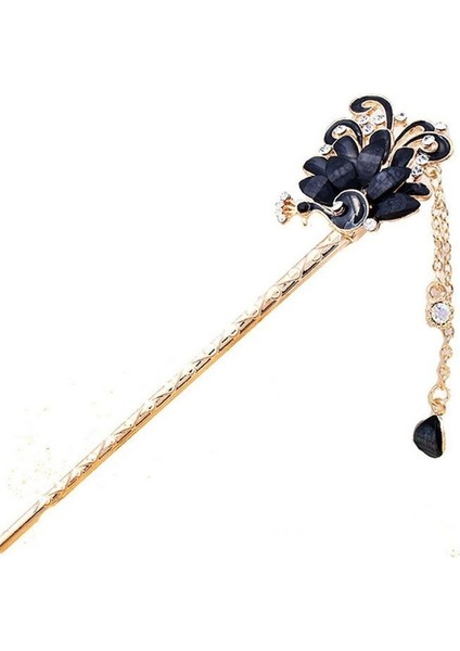 No.4 Boyutu Moda Kadın Kristal Kanzashi Taraklar ve Çubuklar Renkli Taşlı Saç Aksesuarları Vintage Toka Saç Klipsi (Yurt Dışından)
