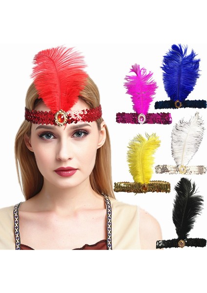 Yeşil Stil 39CM*25CM*3.5CM Tüy Taç Flapper Simli Charleston Kostümü Band Parti Sıcak (Yurt Dışından) fiyatları