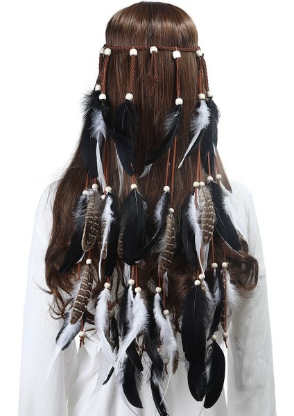 Koyu Mavi Kadın Modası Beyaz Tüy Tacı Bohem Gelin Düğün Tüylü Saç Bandı (Yurt Dışından) fiyatları