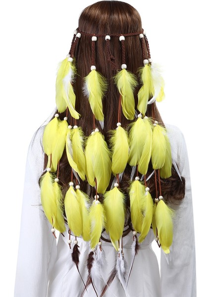 Koyu Mavi Kadın Modası Beyaz Tüy Tacı Bohem Gelin Düğün Tüylü Saç Bandı (Yurt Dışından) indirimleri