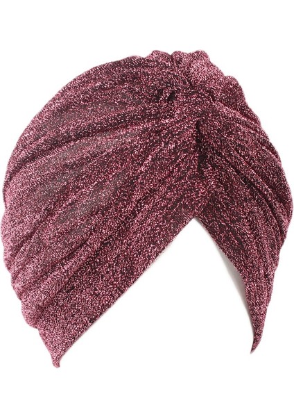 Koyu Kırmızı Tarzı 1 Parça Moda Unisex Parıltılı Hint Stil Turban Başlık Şapka Kep Cloche Saç Kapağı (Yurt Dışından)