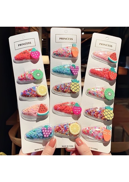 Küçük Kız Çocukları Için Sevimli Meyve Tokaları Renkli Simli Bebek Tokaları Saç Aksesuarları (Yurt Dışından)