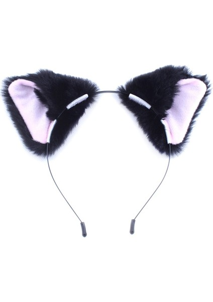 Siyah ve Pembe Tarzı Halloween Kızın Sevimli Kedi Tilki Kulakları Uzun Kürk Bandı Anime Kostümü - E-Ticaret (Yurt Dışından)