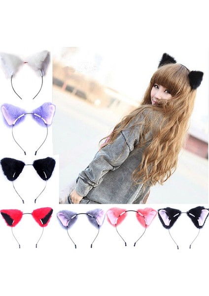 Siyah ve Pembe Tarzı Halloween Kızın Sevimli Kedi Tilki Kulakları Uzun Kürk Bandı Anime Kostümü - E-Ticaret (Yurt Dışından) modelleri